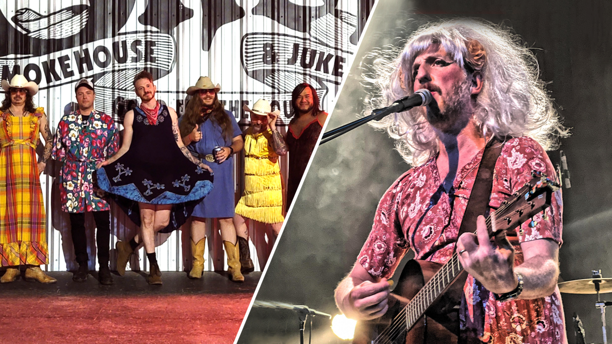 Country-punk band Vandoliers and Guster's Ryan Miller dress in drag to protest anti-drag legislation in Tennessee and Florida. (Photos: Rachel Dodd, Ang Hopkins)