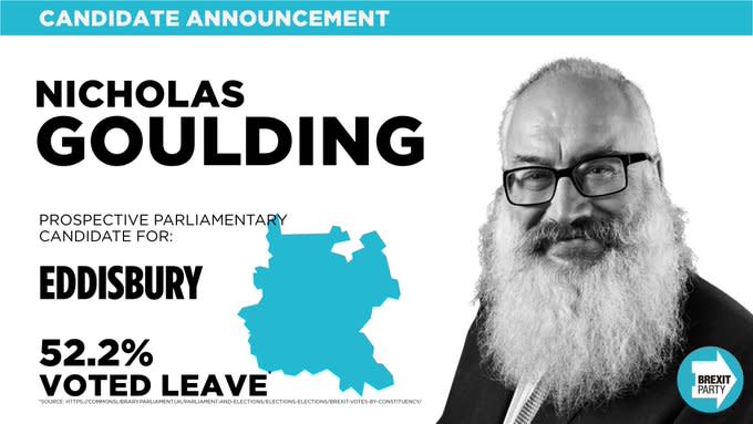 Mr Goulding is standing for Eddisbury in the forthcoming General Election (TWITTER/BREXITPARTY_UK)