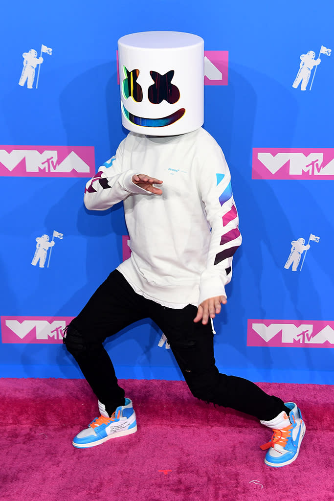 <p>Marshmello attends the 2018 MTV Video Music Awards at Radio City Music Hall on August 20, 2018 in New York City. (Photo: Nicholas Hunt/Getty Images for MTV) </p>