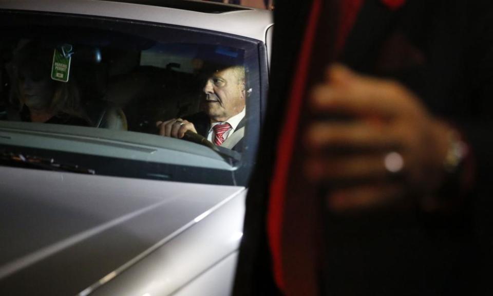 Roy Moore drives away following a speech on Tuesday.