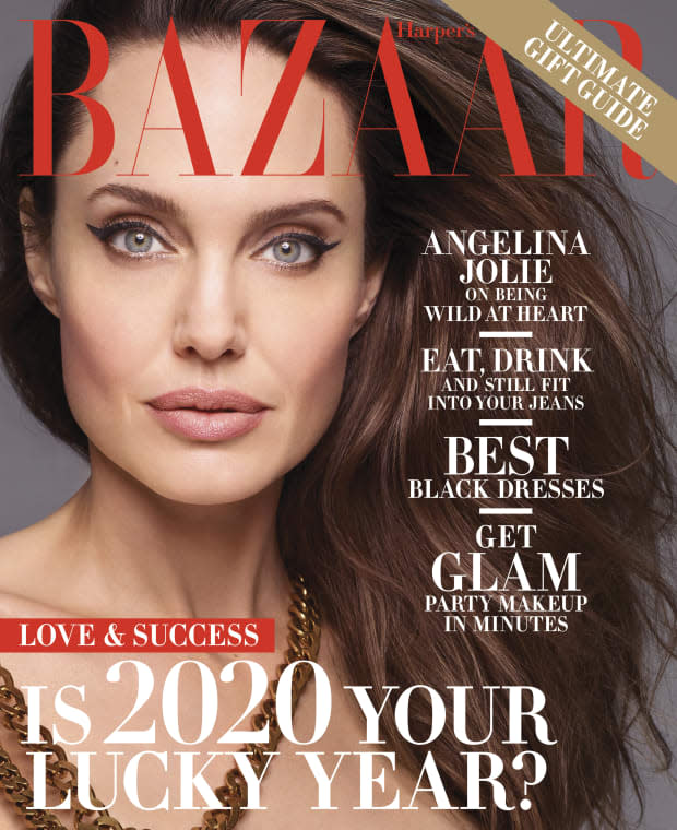 Angelina Jolie covers the 'Harper's Bazaar' December 2019/January 2020 issue. Photo: Sølve Sundsbø/Courtesy of Hearst