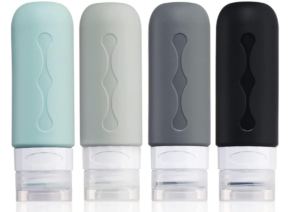 These stylish travel bottles from Gemice can store your favorite liquid items while ensuring a leak-free trip. (Source: Amazon)