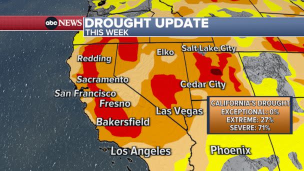 PHOTO: A map shows the drought on the West Coast. (ABC News)