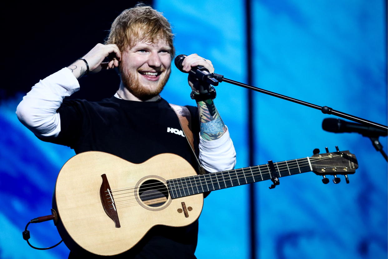 MOSCOW, RUSSIA - JULY 19, 2019: British singer-songwriter Ed Sheeran gives a concert at Otkritie Arena during his world tour. Sergei Bobylev/TASS (Photo by Sergei Bobylev\TASS via Getty Images)