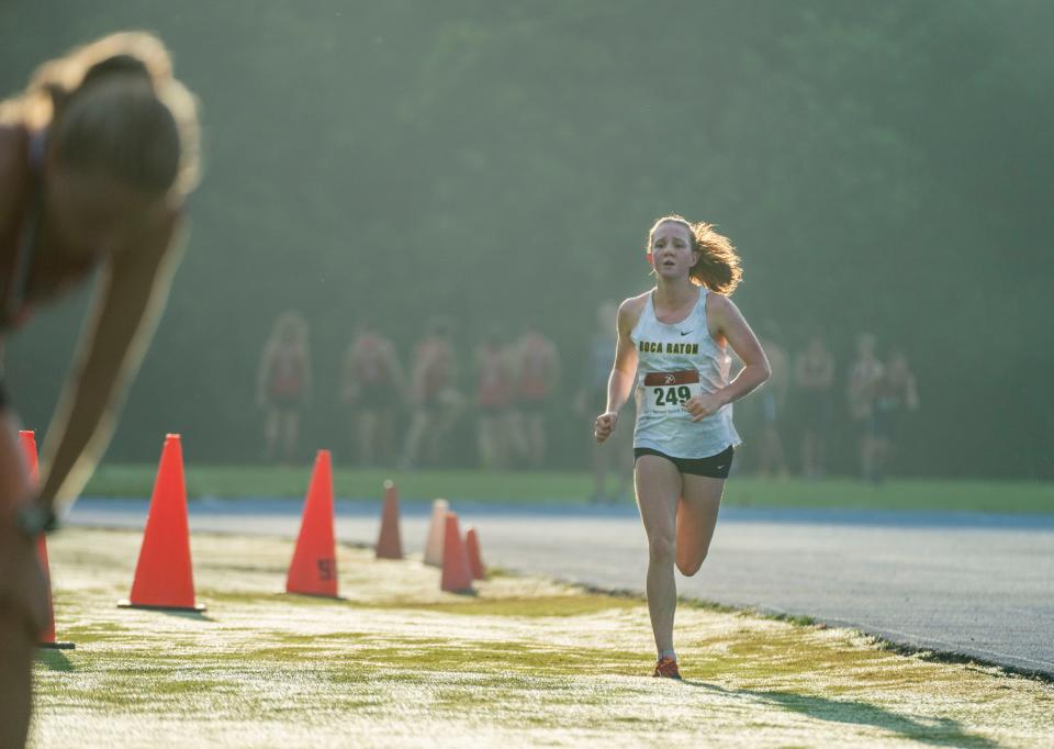 Boca Raton's Katelyn O'Brien takes third place with a time of 19:40.02 at the King's Academy XC Invitational on September 10, 2022.