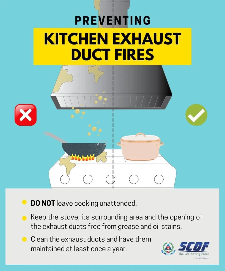 Preventing kitchen exhaust duct fires (Infographic: SCDF)