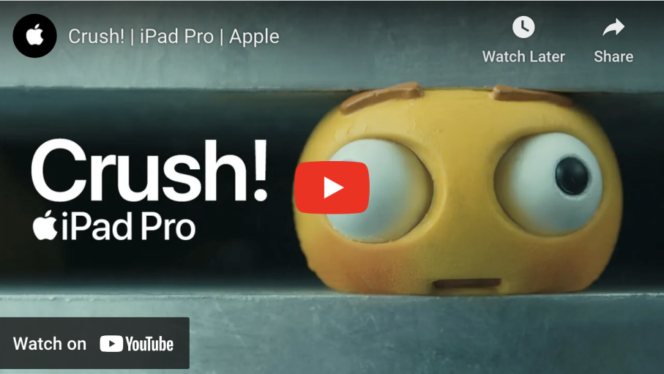 A still from the Apple advert for the marketing video of the iPad Pro.