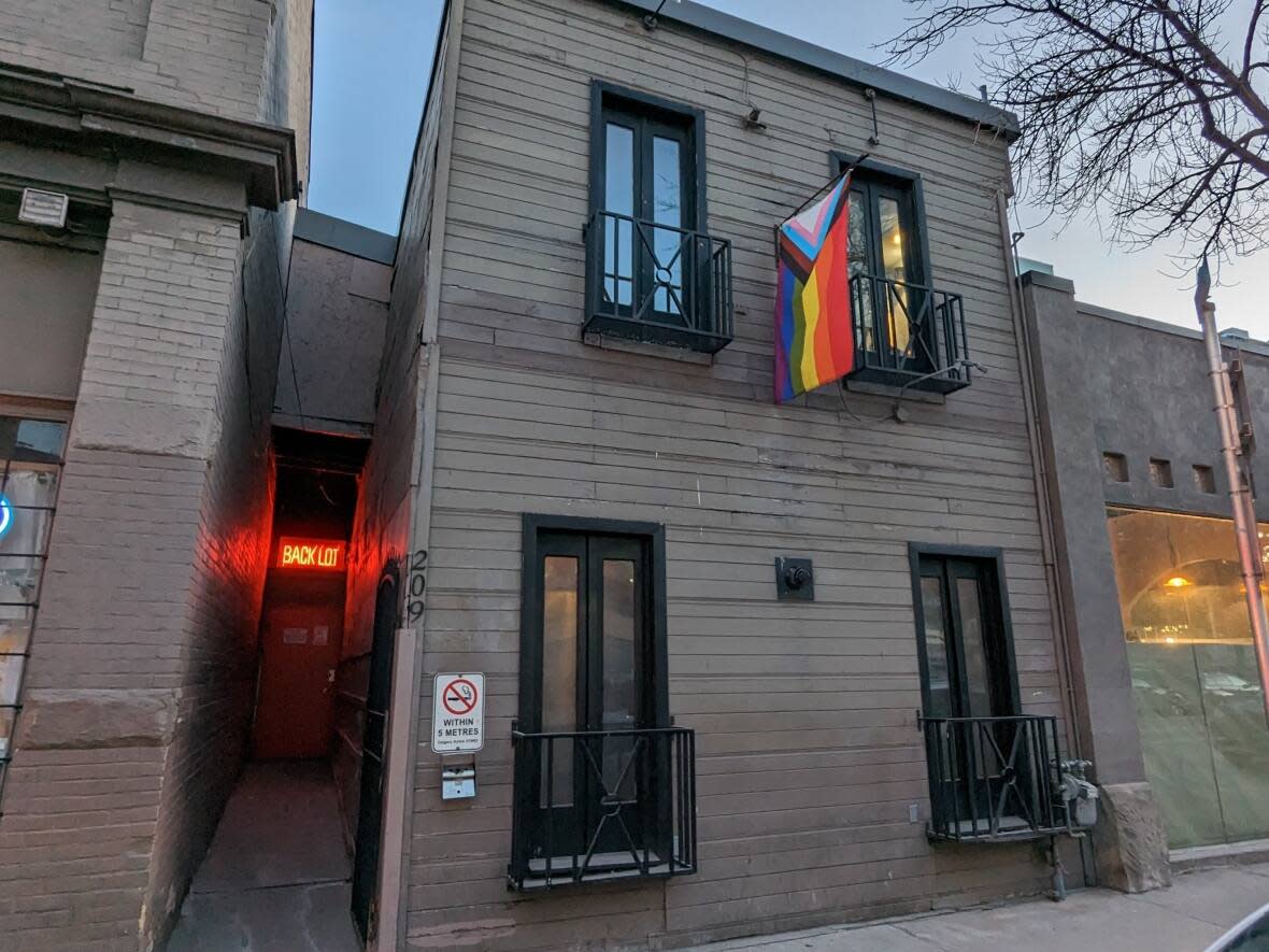 The front of Calgary gay bar The Backlot. The 1907 building is set for redevelopment, and its tenants could be without a venue for at least the next few years. (Rob Easton/CBC - image credit)