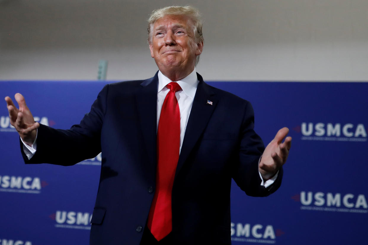 President Donald Trump is counting on the new USMCA trade agreement to provide a major political victory, but Americans are greeting it with a tolerant shrug, according to a new HuffPost/YouGov poll. (Photo: Carlos Barria/Reuters)