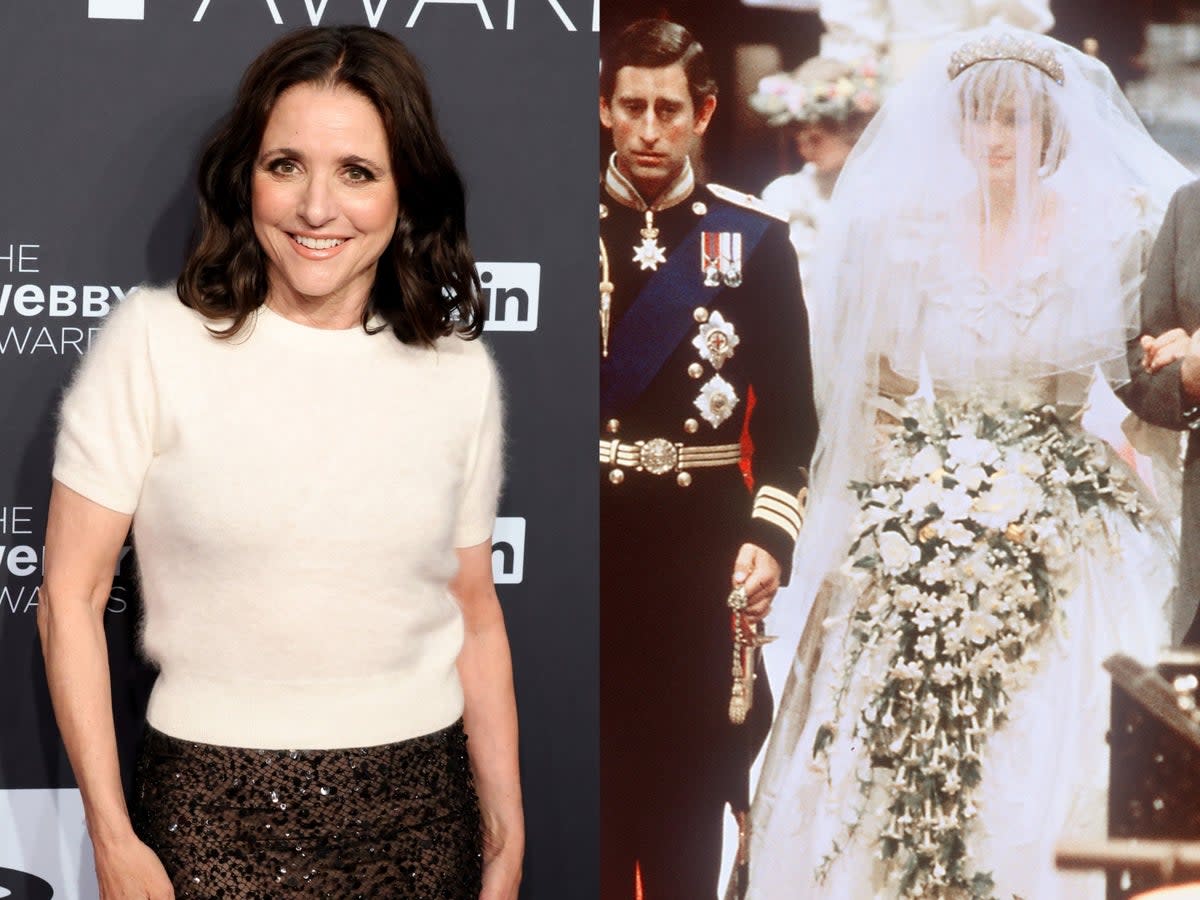 Julia Louis-Dreyfus  wore a wedding dress inspired by Princess Diana’s  (Getty Images)