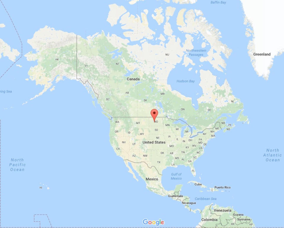 Center, North Dakota is in the smack-dab middle of North America. <cite>Google Maps</cite>