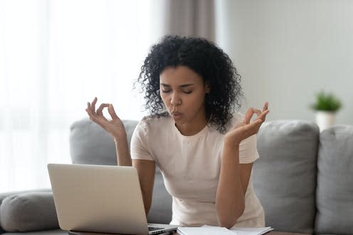 <span class="caption">It's possible to stop experiencing 'stresslaxation'.</span> <span class="attribution"><a class="link " href="https://www.shutterstock.com/image-photo/african-woman-sit-on-couch-near-1517508032" rel="nofollow noopener" target="_blank" data-ylk="slk:fizkes/ Shutterstock;elm:context_link;itc:0;sec:content-canvas">fizkes/ Shutterstock</a></span>