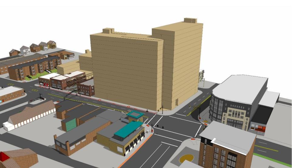 Landmark Properties has proposed a 17-story apartment, parking and retail building at Lane Avenue and North High Street.