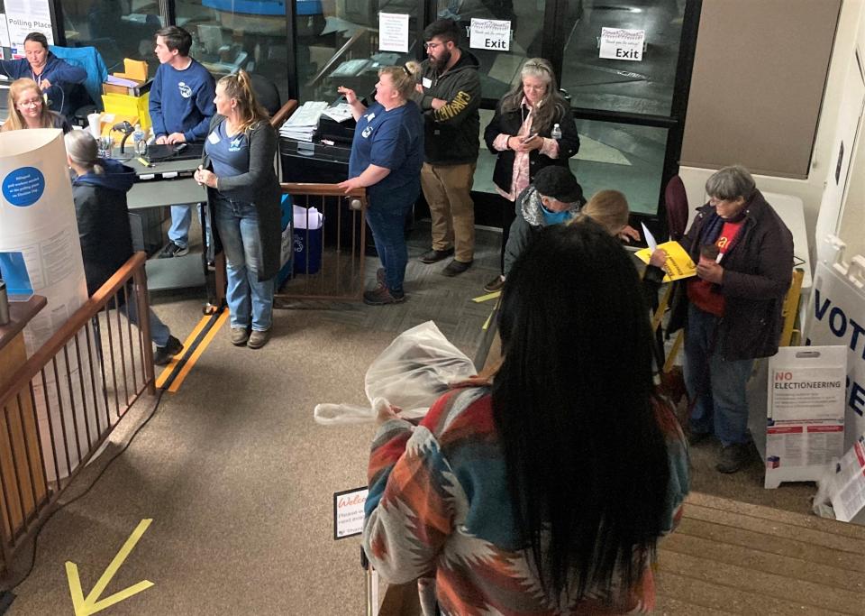 The Shasta County elections office in downtown Redding was busy Tuesday night after the polls closed.