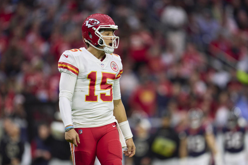 Patrick Mahomes #15 of the Kansas City Chiefs is a fantasy superstar