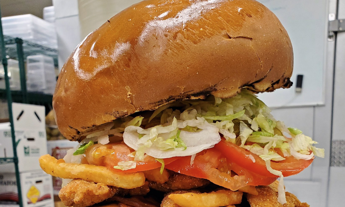 The Walby Burger is not for those with a small appetite. (Twitter // @Wpg_BlueBombers) 