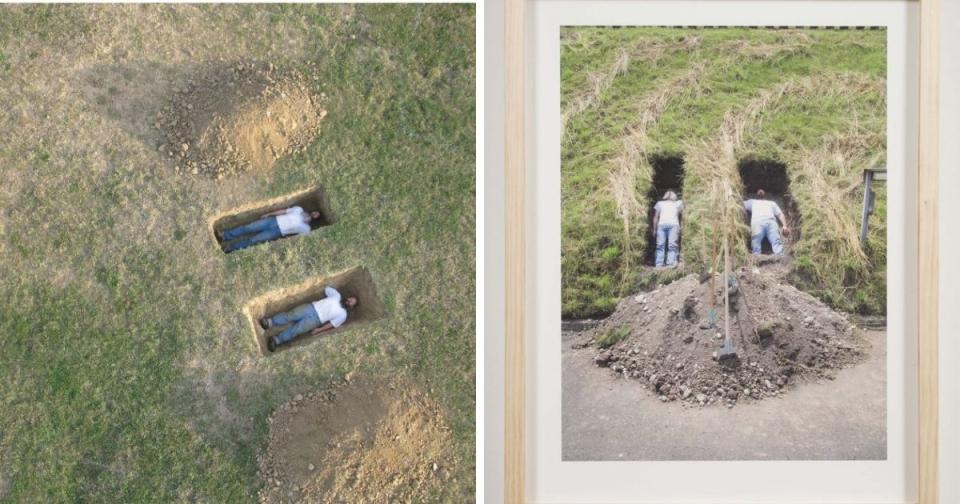 The two art pieces are titled, “Untitled (Graves)” and “Untitled 1 (Grave, Basel, Switzerland) 2008.” (Photos courtesy of Western Exhibitions website)