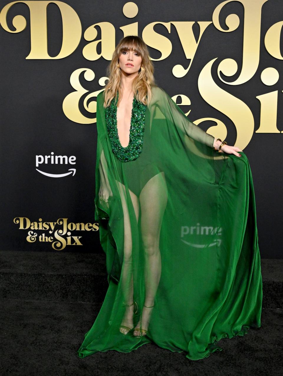 Suki Waterhouse attends the "Daisy Jones & The Six" premiere in Hollywood, California, on February 23, 2023.