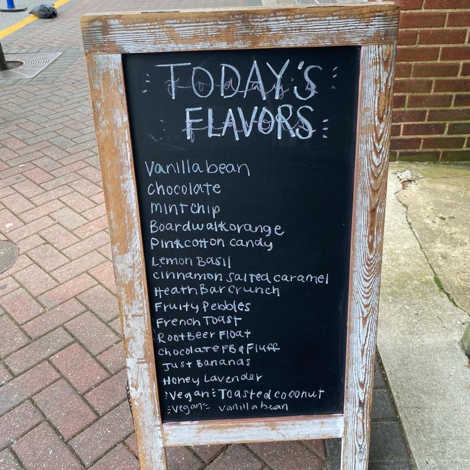 Some of the ice cream flavors offered on a recent day at Alaura Kitchen Homemade Ice Cream in Pitman.