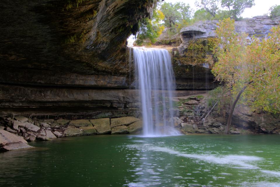 A waterfall in Dripping Springs, Texas