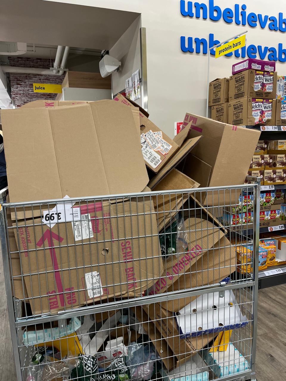 Some empty boxes at Harlem's Lidl.