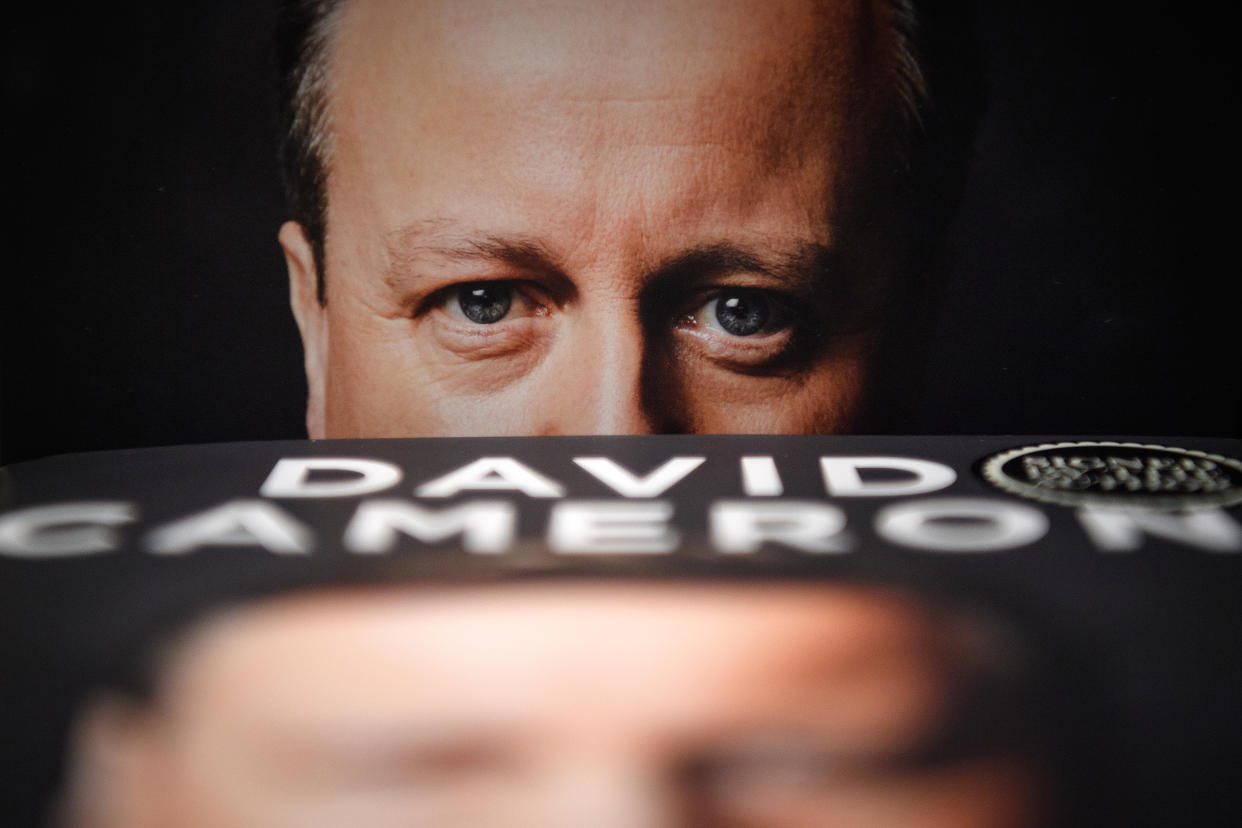 LONDON, ENGLAND - SEPTEMBER 19: Copies of "For The Record", the autobiography of Britain's former Prime Minister David Cameron, is seen on display in Waterstones book store on September 19, 2019 in London, United Kingdom. "For The Record" By David Cameron goes on sale today ahead of Conservative Party Conference next week. (Photo by Leon Neal/Getty Images)