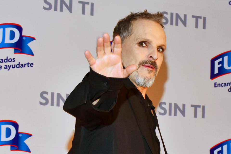 Miguel Bose poses for photos  during a press conference to launch the short film ' Sin Ti ' at St. Regis Hotel on May 03, 2019 in Mexico City, Mexico (Photo by Carlos Tischler/NurPhoto via Getty Images)