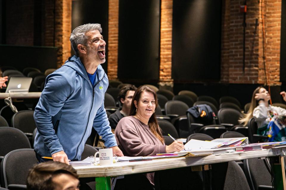 Producing Artistic Director Michael Baron leads a rehearsal for the musical "Head Over Heels" at Lyric's Plaza Theatre in Oklahoma City on  April 2, 2022.