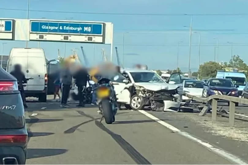 A vehicle has ploughed into a barrier on the busy motorway.