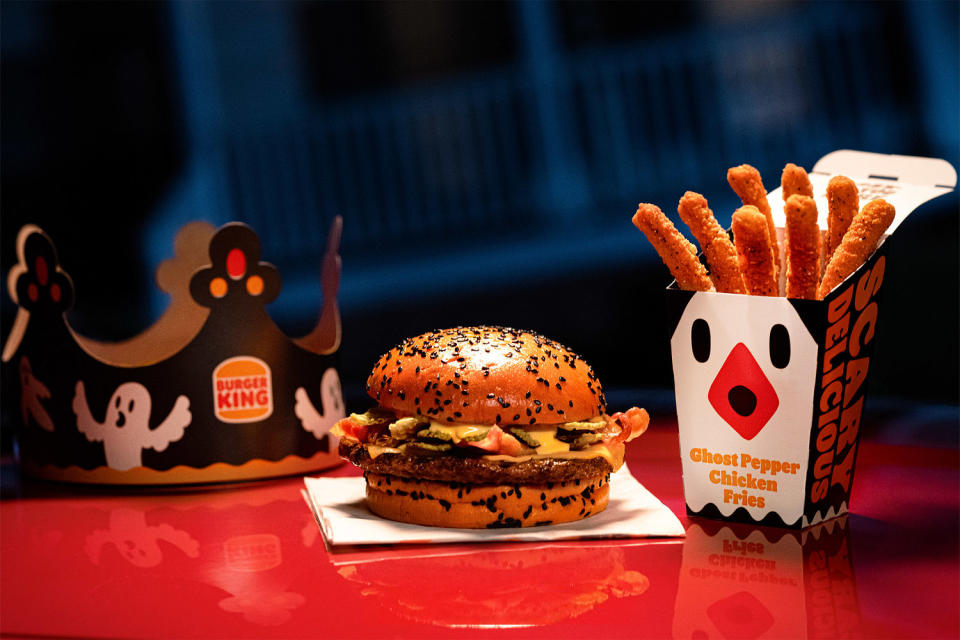 Burger King’s Halloween menu additions, with a ghostly crown. (Courtesy Burger King)