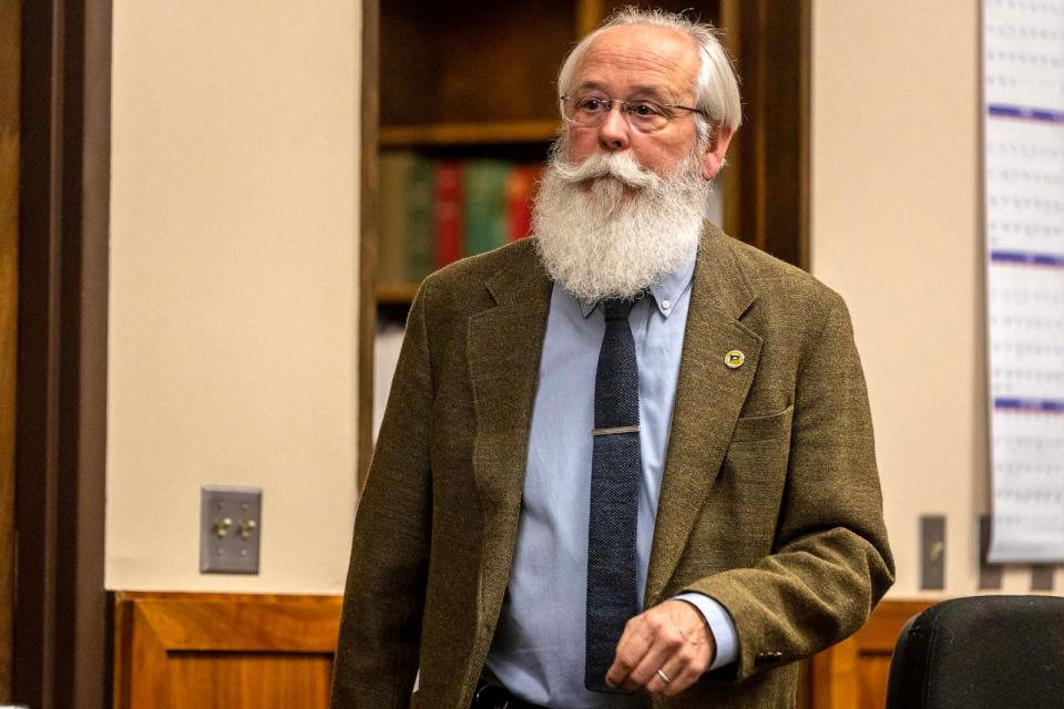 PHOTO: In this June 27, 2023, file photo, Latah County Prosecutor Bill Thompson walks through the courtroom before a hearing at the Latah County Courthouse in Moscow, Idaho. (August Frank, Pool via Getty Images, FILE)