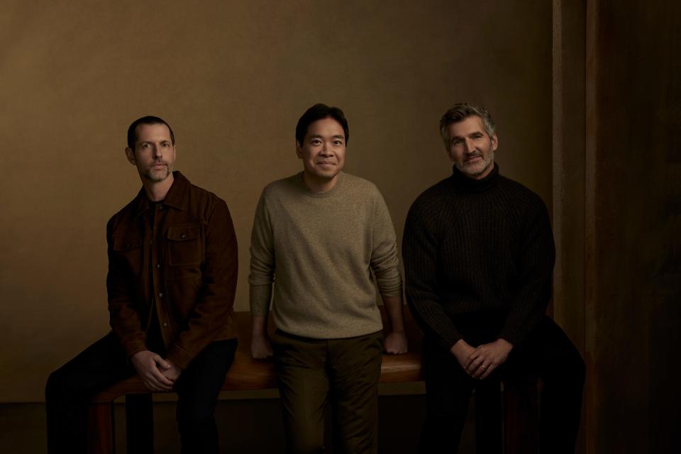 The "3 Body Problem" executive producing and writing team includes (L to R) D. B. Weiss, Alexander Woo and David Benioff.
