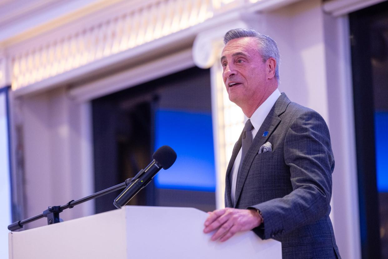 Longtime Palm Beach resident and philanthropist Bill Meyer addresses the Palm Beach Fellowship of Christians & Jews during its annual dinner gathering earlier this year. The next dinner is set for Feb. 27 at the Beach Club.