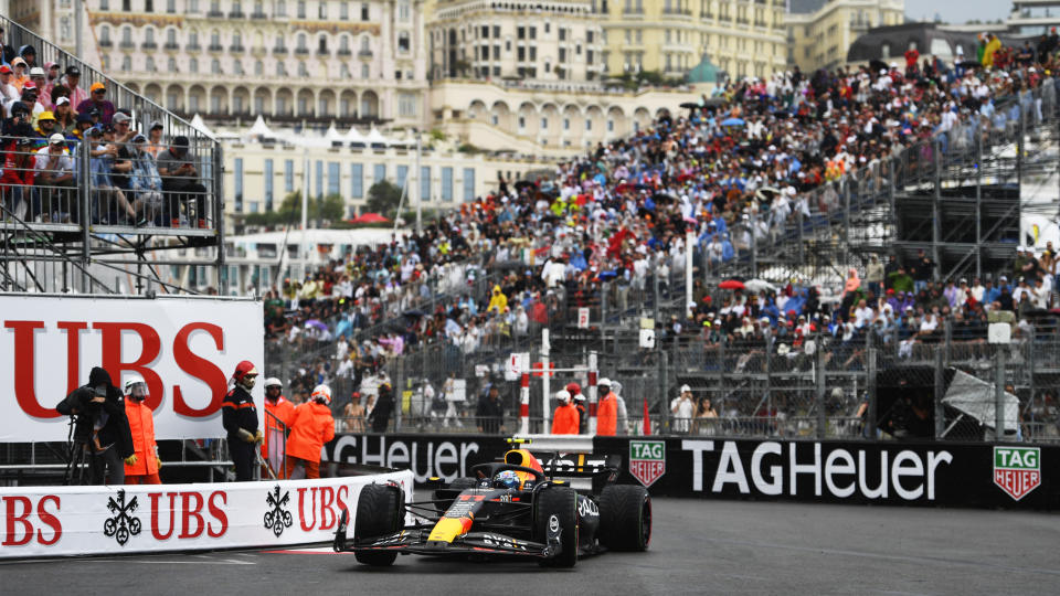 MONTE-CARLO, MONACO - MAY 28: Sergio Perez of Mexico driving the (11) Oracle Red Bull Racing RB19 on track during the F1 Grand Prix of Monaco at Circuit de Monaco on May 28, 2023 in Monte-Carlo, Monaco. (Photo by Rudy Carezzevoli - Formula 1/Formula 1 via Getty Images)