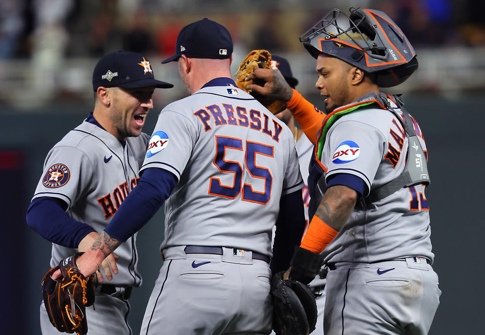 The Astros and Rangers begin their ALCS matchup on Sunday. (Photo by Adam Bettcher/Getty Images)