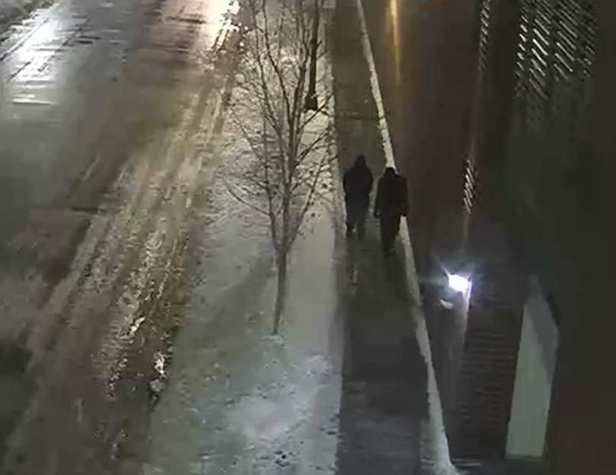 This image provided by the Chicago Police Department and taken from surveillance video shows two people of interest in an attack on "Empire" actor Jussie Smollett walking along a street in the Streeterville neighborhood of Chicago, Ill., early Jan. 29, 2019.