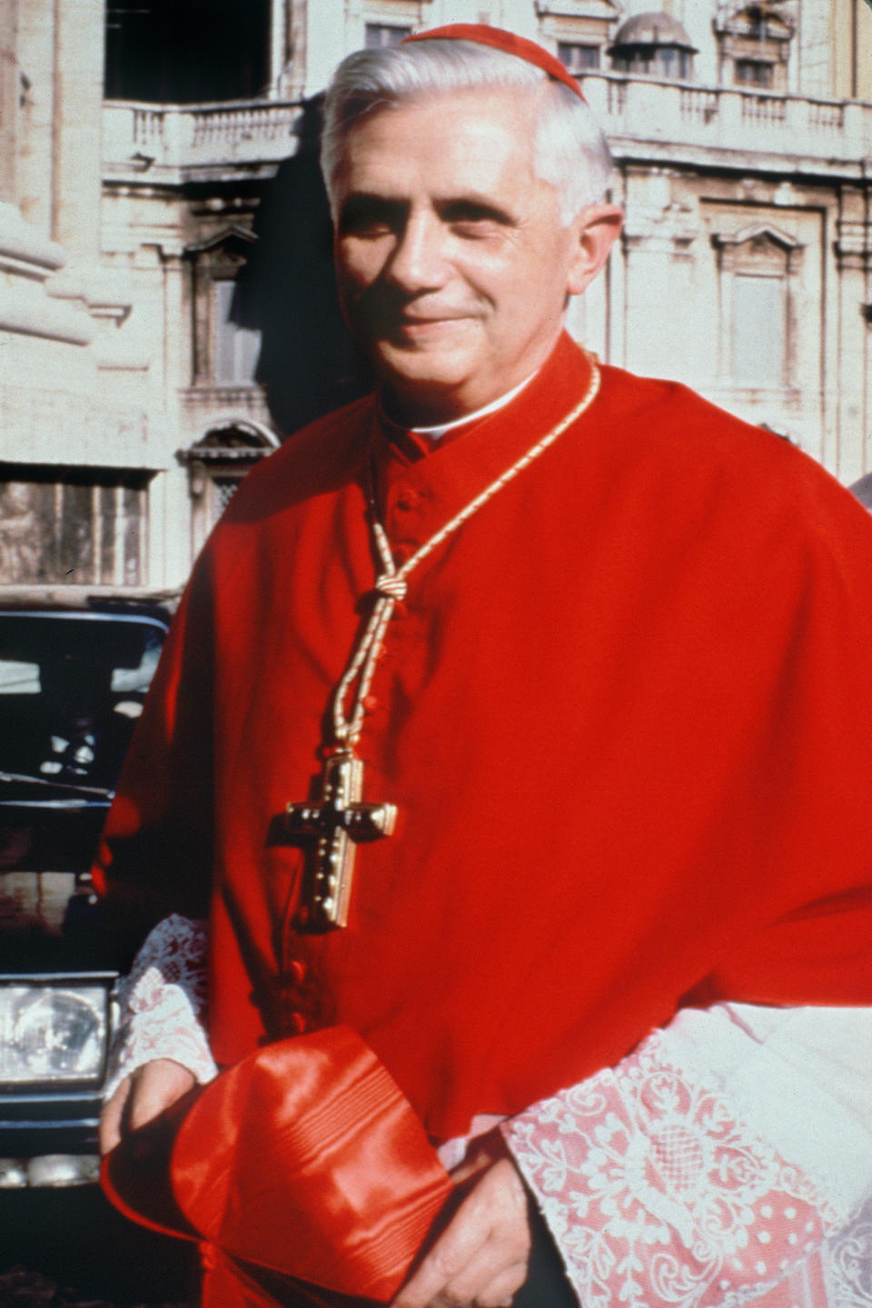 Then-cardinal Joseph Ratzinger in 1977 in Vatican City