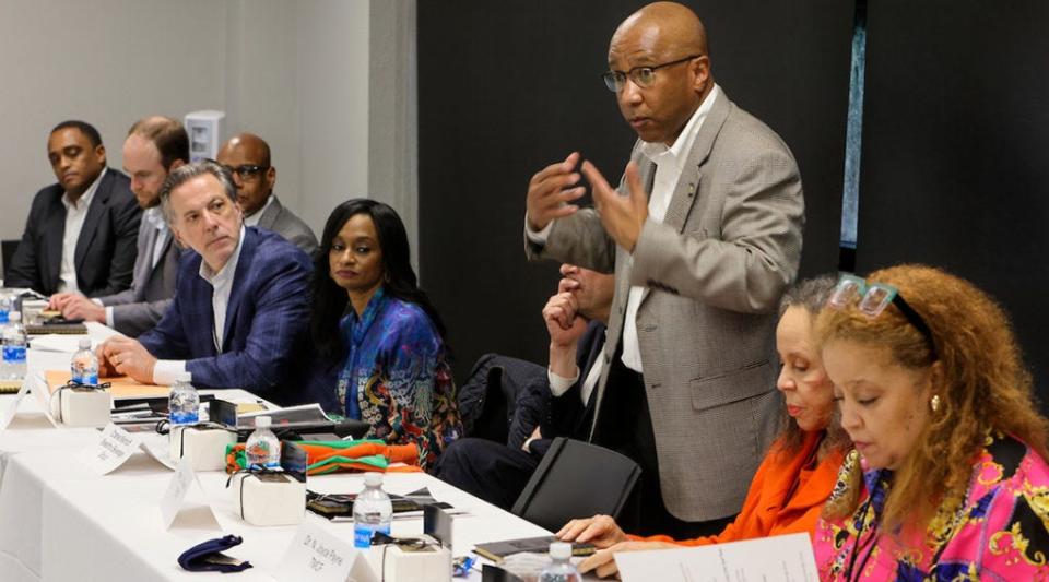 Thurgood Marshall College Fund President and CEO Harry Williams addresses board members at a three-day retreat hosted by Florida A&M University in March 2022.