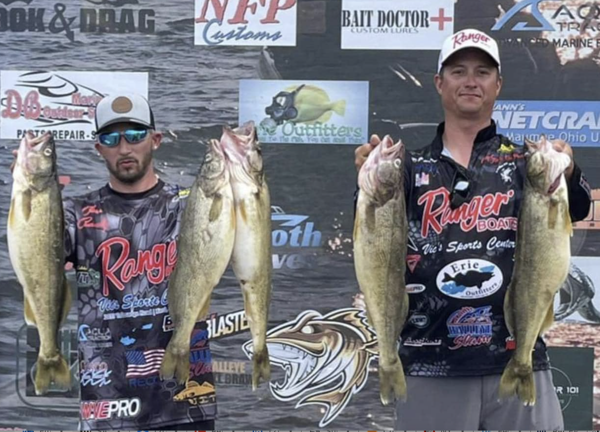 Jake Runyan and his partner Chase Cominsky (Lake Erie Walleye Trial )