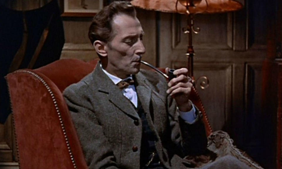 <p>Cushing has played Sherlock on several occasions including Hammer production of <em>The Hounds of Baskervilles</em> (1959), the 15-episode BBC series <em>Sherlock Holmes</em> (1968), and <em>The Masks of Death</em> (1984), which was his last performance as the detective. </p>