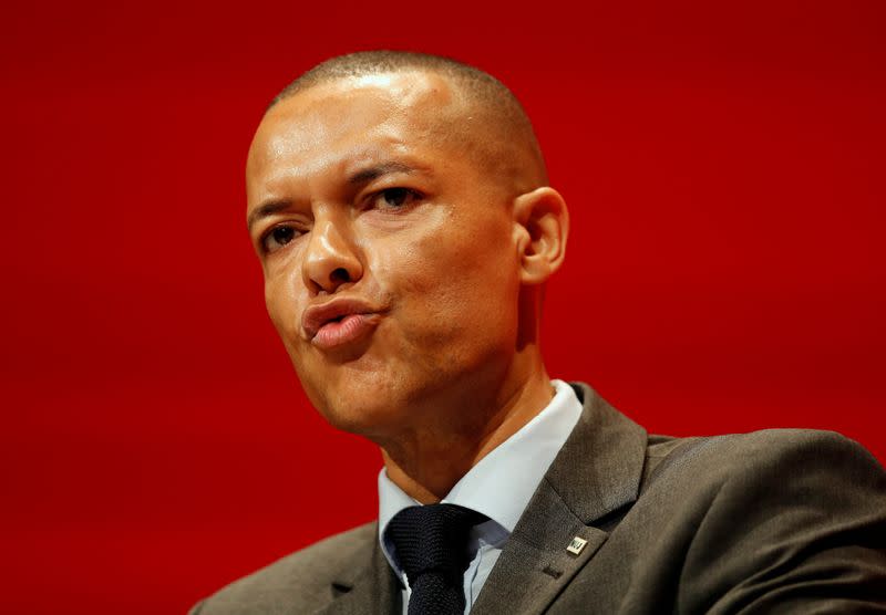 FILE PHOTO: Britain's shadow Defence Secretary, Clive Lewis, speaks during the second day of the Labour Party conference in Liverpool