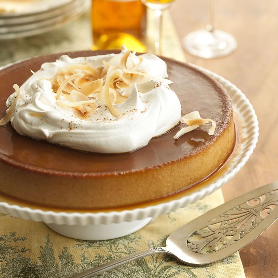 <p>It may look fancy, but crème caramel is just a basic custard dessert with a layer of caramel sauce on top. After you slice it, the sauce pools onto your plate — and into every tasty bite.</p><p><em><a href="https://www.goodhousekeeping.com/food-recipes/dessert/a11184/pumpkin-creme-caramel-recipe-ghk1110/" rel="nofollow noopener" target="_blank" data-ylk="slk:Get the recipe for Pumpkin Crème Caramel »;elm:context_link;itc:0;sec:content-canvas" class="link ">Get the recipe for Pumpkin Crème Caramel »</a></em></p>