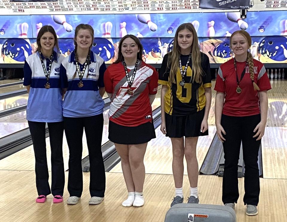 Georgetown's Carolyn Edmisten, second from right, is the reigning Enquirer girls bowler of the year in Division II.