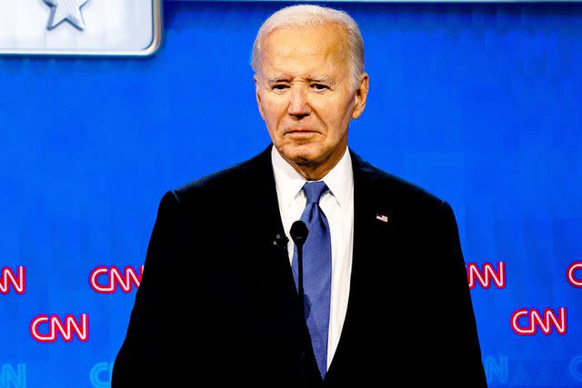 <p>Eva Marie Uzcategui/Bloomberg/Getty</p> US President Joe Biden during the first presidential debate