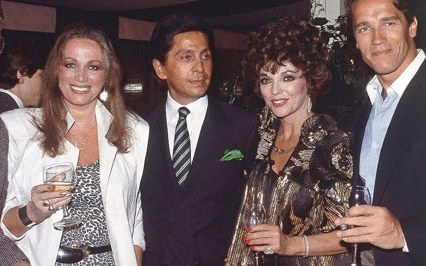 With Joan and Arnold Schwarzenegger, April 1984 - AP