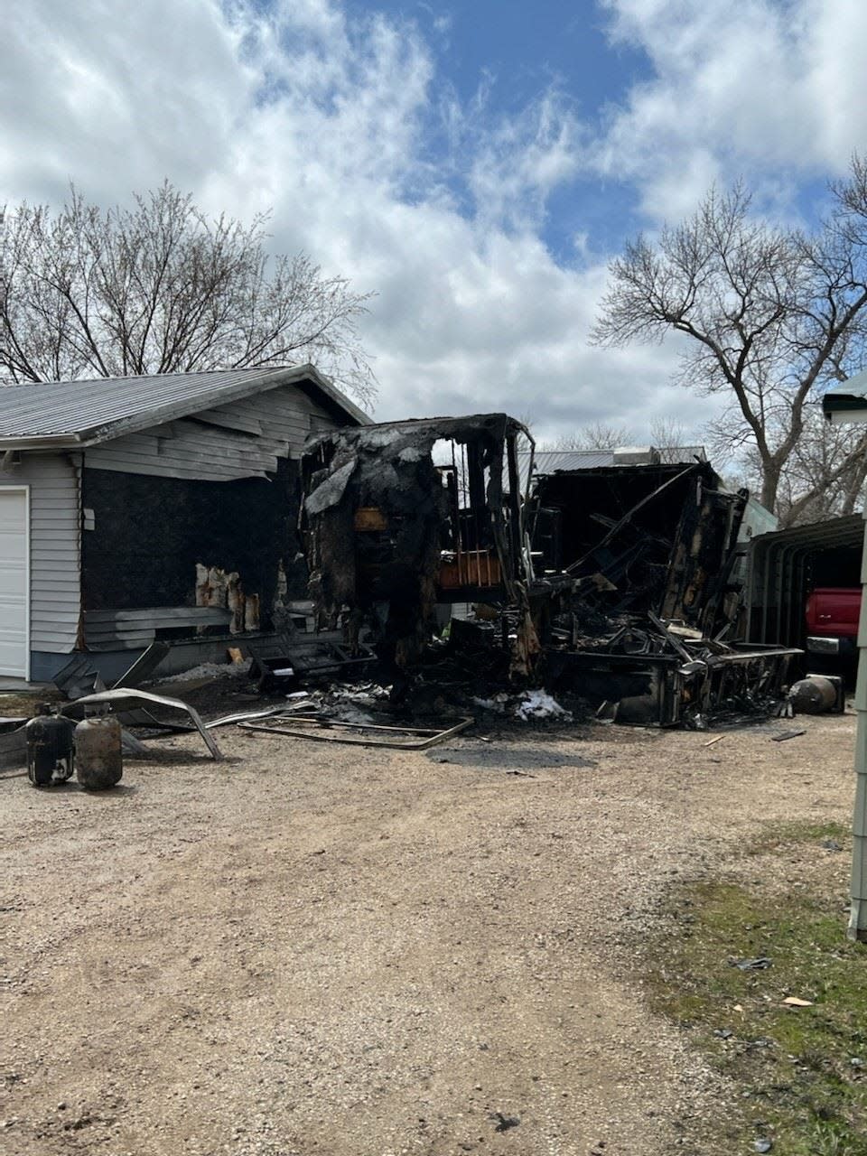 A camper was deemed a total loss after a fire on Monday afternoon.