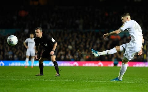 Mateusz Klich of Leeds United scores his side's fourth goal during the Sky Bet Championship match between Leeds United and Middlesbrough at Elland Road on November 30, 2019 in Leeds, England - Credit: Getty Images