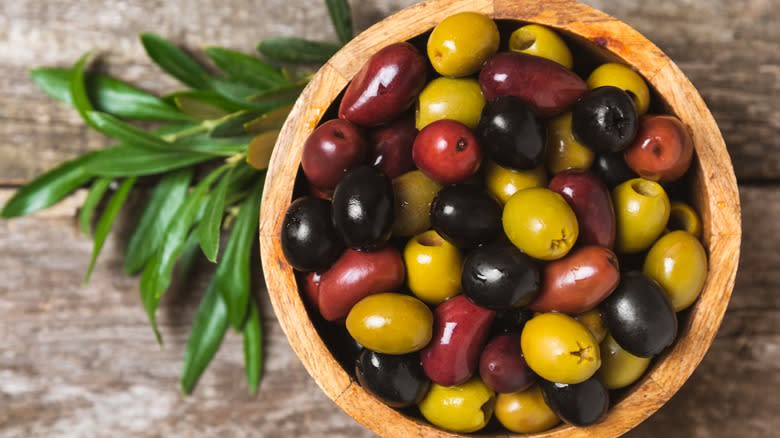 bowl of mixed olives
