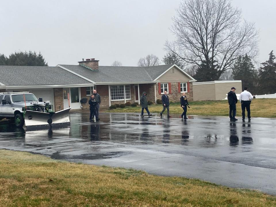 Middletown Police had a heavy presence on Tuesday March 5, 2024 at the home of Curtis G. Smith when township officials arrived to remove illegal structures constructed without permits. Seven police SUVs were on hand throughout the day as a construction crew worked.