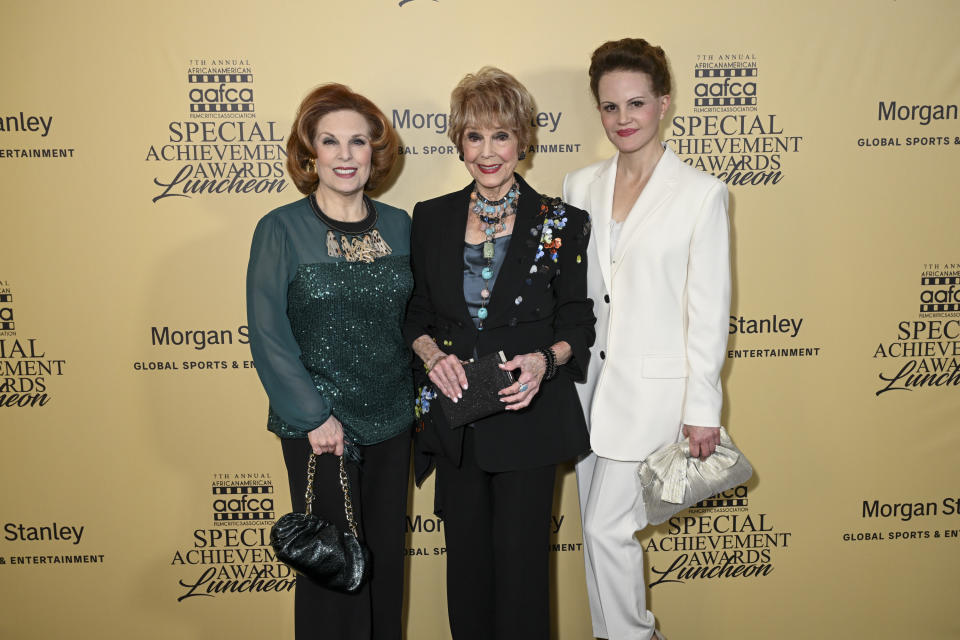 Kat Kramer, Karen Sharpe and Jennifer Kramer at the AAFCA Special Achievement Awards Luncheon held at the Los Angeles Athletic Club on March 3, 2024 in Los Angeles, California.